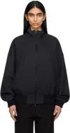 Fear Of God Navy Wool High Neck Track Jacket In Navy