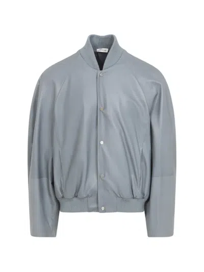 Fear Of God Raglan Sleeve Bomber Jacket Ribbed Collar Hem In Gray