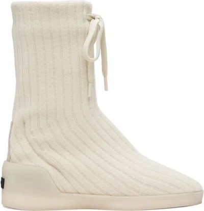 Fear Of God Off-white Moc Knit High Sneakers In Winter White