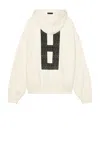 Fear Of God Overlapped 8 Black Print Hoodie In Cream