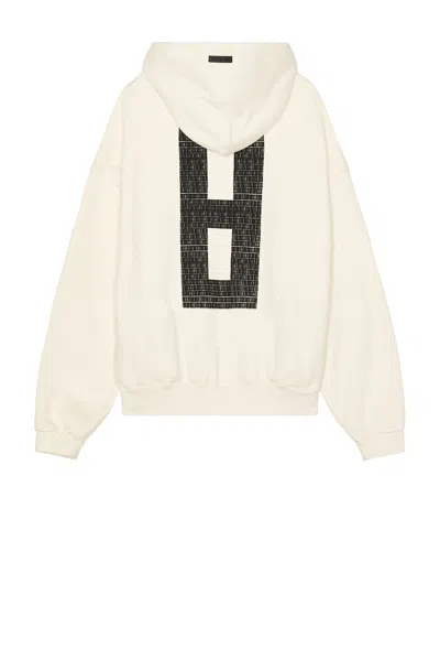 Fear Of God Overlapped 8 Black Print Hoodie In Cream