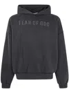 Fear Of God Black Hoodie With Logo Printed On The Front In Cotton Man In Black