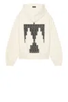 Fear Of God Overlapped Thunderbird Black Print Hoodie In Cream