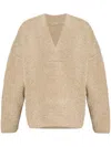 Fear Of God Textured V-neck Sweater With Ribbed Accents In Beige