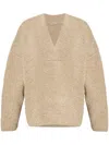 Fear Of God Textured V-neck Sweater With Ribbed Accents In Neutrals