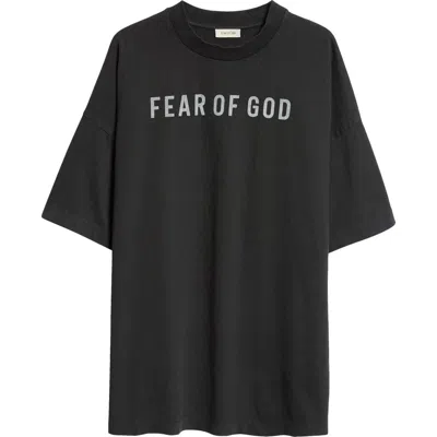 Fear Of God Oversized Logo-print Cotton-jersey T-shirt In Black