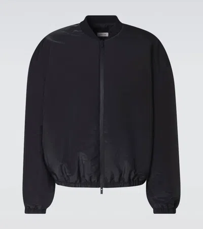 Fear Of God Bomber Jacket Lightweight Fabric Elasticated Cuffs Hem In Black