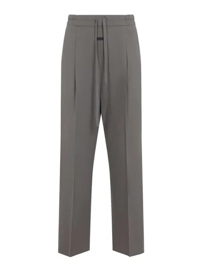 Fear Of God Premium Lyocell-cotton Blend Trousers With Adjustable Waistband In Gray