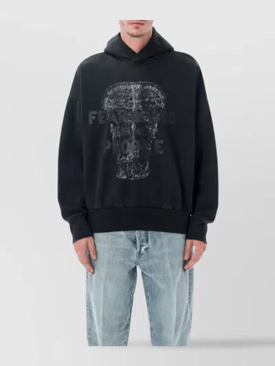 FEAR OF GOD PANTHER GRAPHIC HOODED SWEATSHIRT WITH RIBBED CUFFS