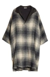 Fear Of God Plaid Leather Collar Poncho Pullover In Gray