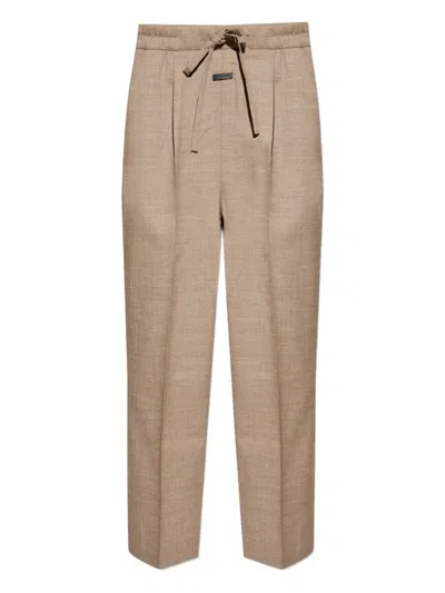 Fear Of God Pleated-front Drawstring Trousers In Neutral