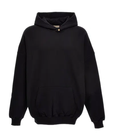 Fear Of God Pouch-pocket Cotton Hoodie In Black