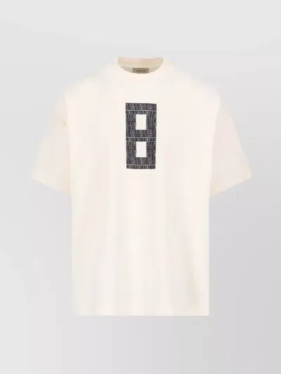 Fear Of God Printed Graphic Ribbed Neckline Short Sleeves In Neutrals