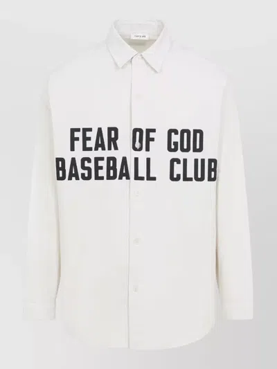 Fear Of God Printed Long Sleeve Shirt Button Down Collar In White