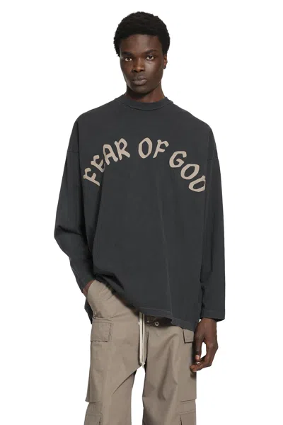 Fear Of God Printed Long Sleeve Tee In Gray