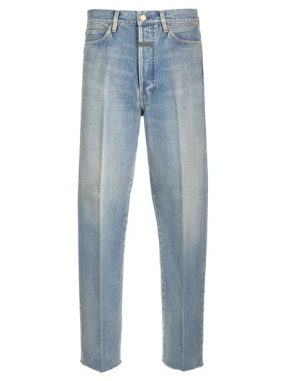 Fear Of God Five-pocket Raw Hem Straight Leg Jeans In Indigo 2