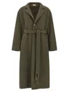 Fear Of God Long Length Belted Coat With Back Vent In Green