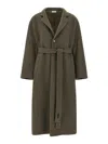 Fear Of God Long Length Belted Coat With Back Vent In Green