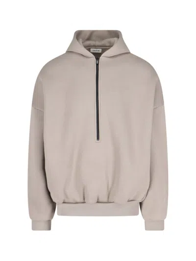 Fear Of God Relaxed Fit Beige Half-zip Sweater - Beige In Gray