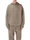 Fear Of God Relaxed Fit Dusty Beige Hoodie With Embossed Logo