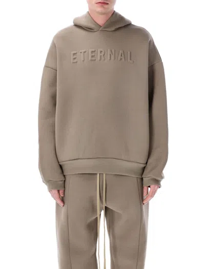 Fear Of God Relaxed Fit Dusty Beige Hoodie With Embossed Logo