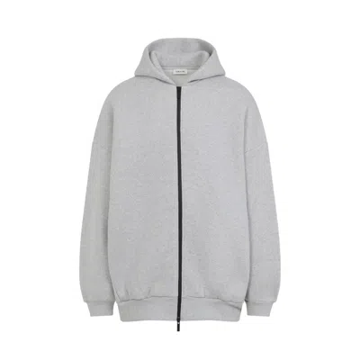 Fear Of God Grey Cotton Blend Zip Hoodie In Gray