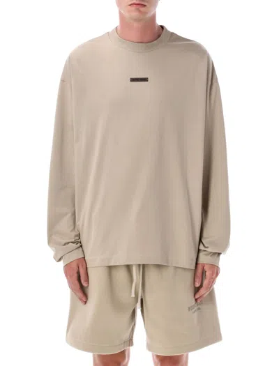 Fear Of God Relaxed-fit Long Sleeves T-shirt With Ribbed Crew Neck In Neutral