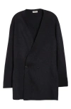 Fear Of God Relaxed Lapelless Double Breasted Blazer In Charcoal