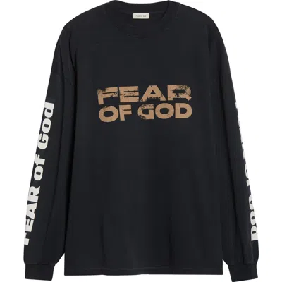 Fear Of God Relaxed Long Sleeve Logo Graphic T-shirt In Black