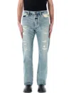 Fear Of God Repaired Classic Jeans With Vintage Hand-distressing In Blue