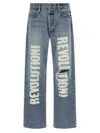 Fear Of God Straight Leg Distressed Denim Trousers With Pockets In Blue