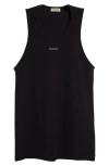 Fear Of God Black Sleeveless Tank Top With Logo Patch On The Front In Cotton Stretch Man In Black