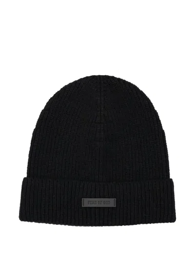 Fear Of God Ribbed Cashmere Beanie In Black