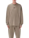 Fear Of God Ribbed Crew Neck Long Sleeve T-shirt With Subtle Logo Detailing In Brown