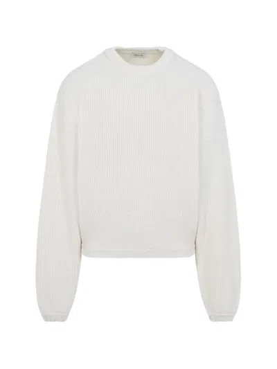 Fear Of God Essential Wool Blend Pullover Sweater For Men In White