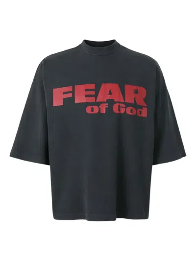 Fear Of God Fear Is Gone Oversized Logo-print Cotton-jersey T-shirt In Black