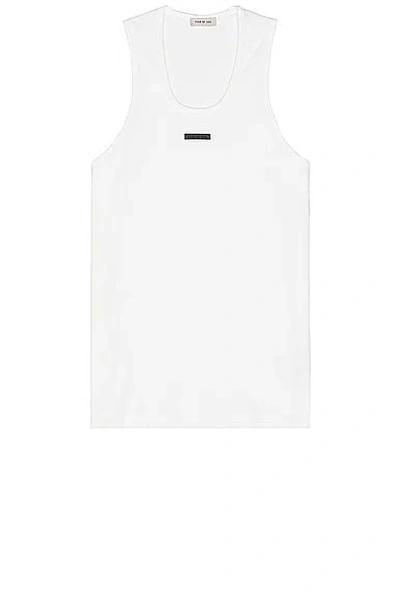 Fear Of God Mens White Brand-patch Stretch-cotton Tank Top