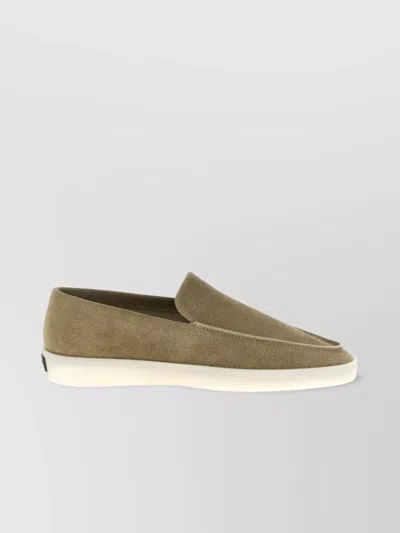 Fear Of God Round Toe Suede Loafers With Rubber Sole In Beige