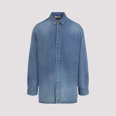 Fear Of God Blue Vented Denim Shirt In Medium Indigo
