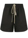 Fear Of God Thigh-length Drawstring Shorts With Textured Fabric In Black
