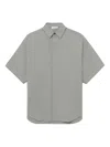 Fear Of God Mens Short-sleeve Oxford Cotton-blend Shirt Melange Slate In Gray