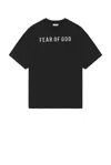 Fear Of God Greyt-shirt With Contrasting Front Logo Print In Black