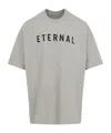 Fear Of God Grey T-shirt With Eternal Print On The Front And Logo Patch On The Back In Gray
