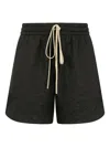Fear Of God Thigh-length Drawstring Shorts With Textured Fabric In Black