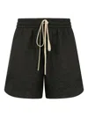 Fear Of God Thigh-length Drawstring Shorts With Textured Fabric In Black