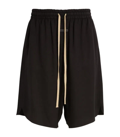 Fear Of God Silk-wool Drawstring Shorts In Black