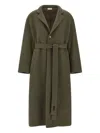 Fear Of God Long Length Belted Coat With Back Vent In Green
