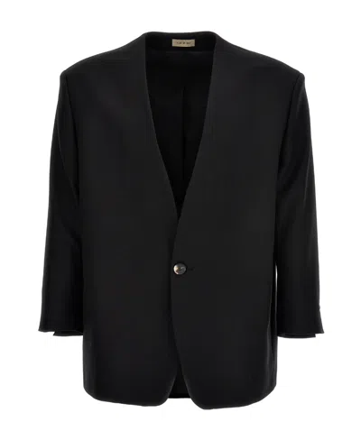 Fear Of God Black Double-breasted Jacket In Virgin Wool