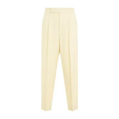 Fear Of God Single Pleat Tapered Cream Wool Trousers In Yellow