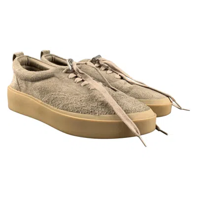 Pre-owned Fear Of God Size 11 Grey Textured Suede Lace Up Sneakers In Gray